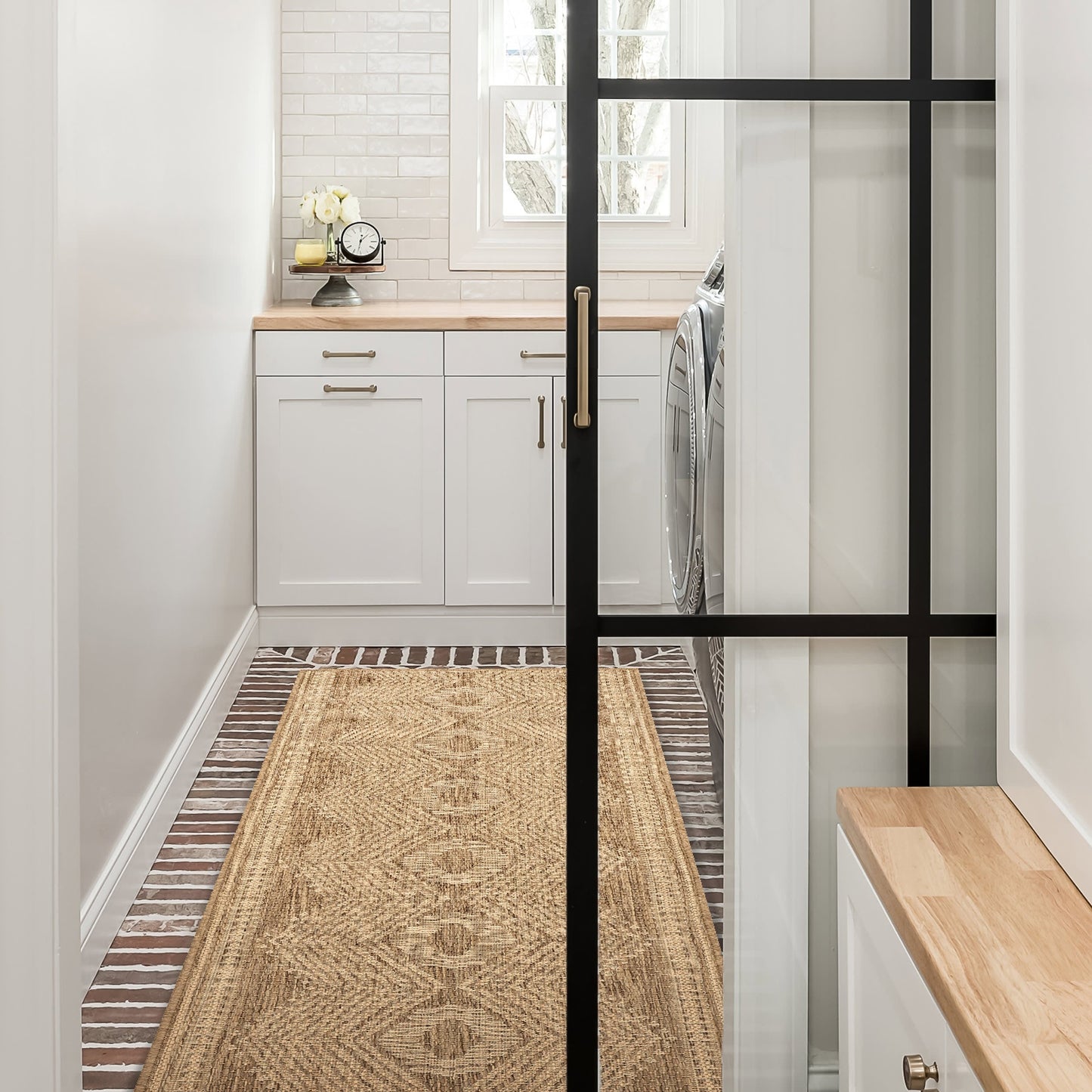 Iris Totem Indoor/Outdoor Flatweave Rug | Light Brown