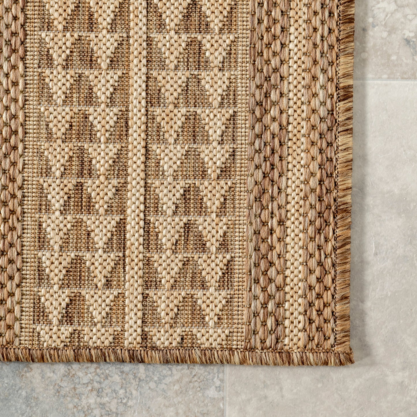 Iris Totem Indoor/Outdoor Flatweave Rug | Light Brown