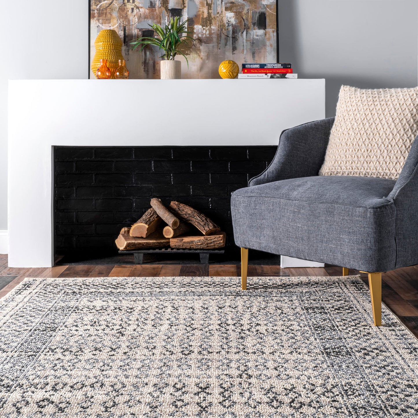 Checkered Diamonds Rug | Light Grey