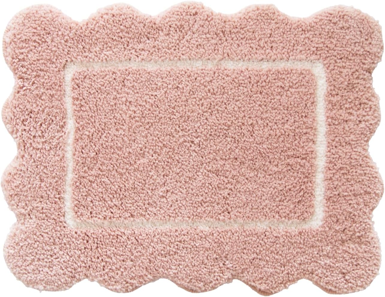 Frame Washable Mat, Approx. 17.7 x 23.6 inches (45 x 60 cm), Pink (Washable, Mini Rug, Accent Rug, Nordic, Feminine, Elegant)