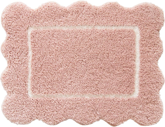 Frame Washable Mat, Approx. 17.7 x 23.6 inches (45 x 60 cm), Pink (Washable, Mini Rug, Accent Rug, Nordic, Feminine, Elegant)