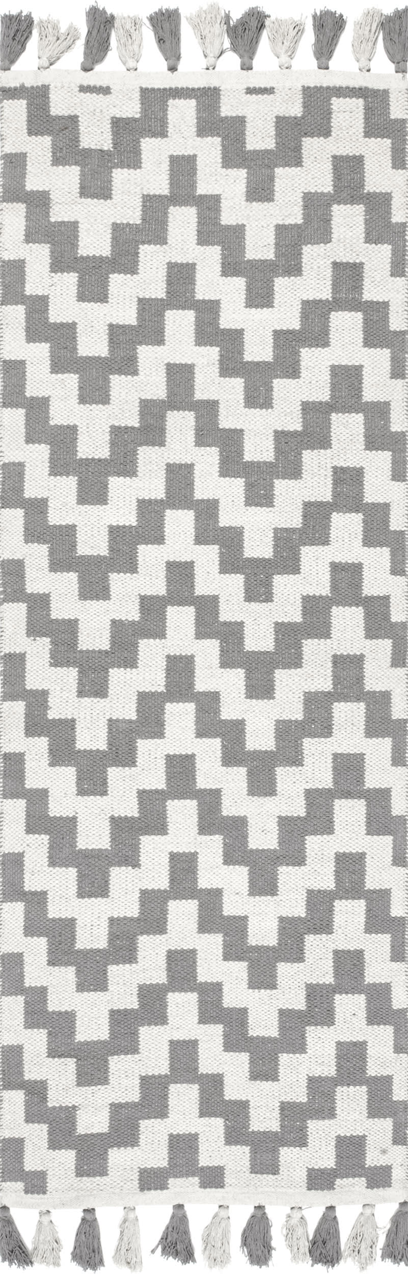 Flatwoven Chevrons with Tassels Rug | Grey