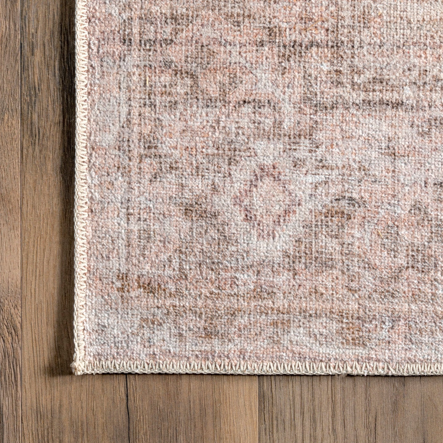 Ava Vintage Persian Washable Rug | Pale Pink