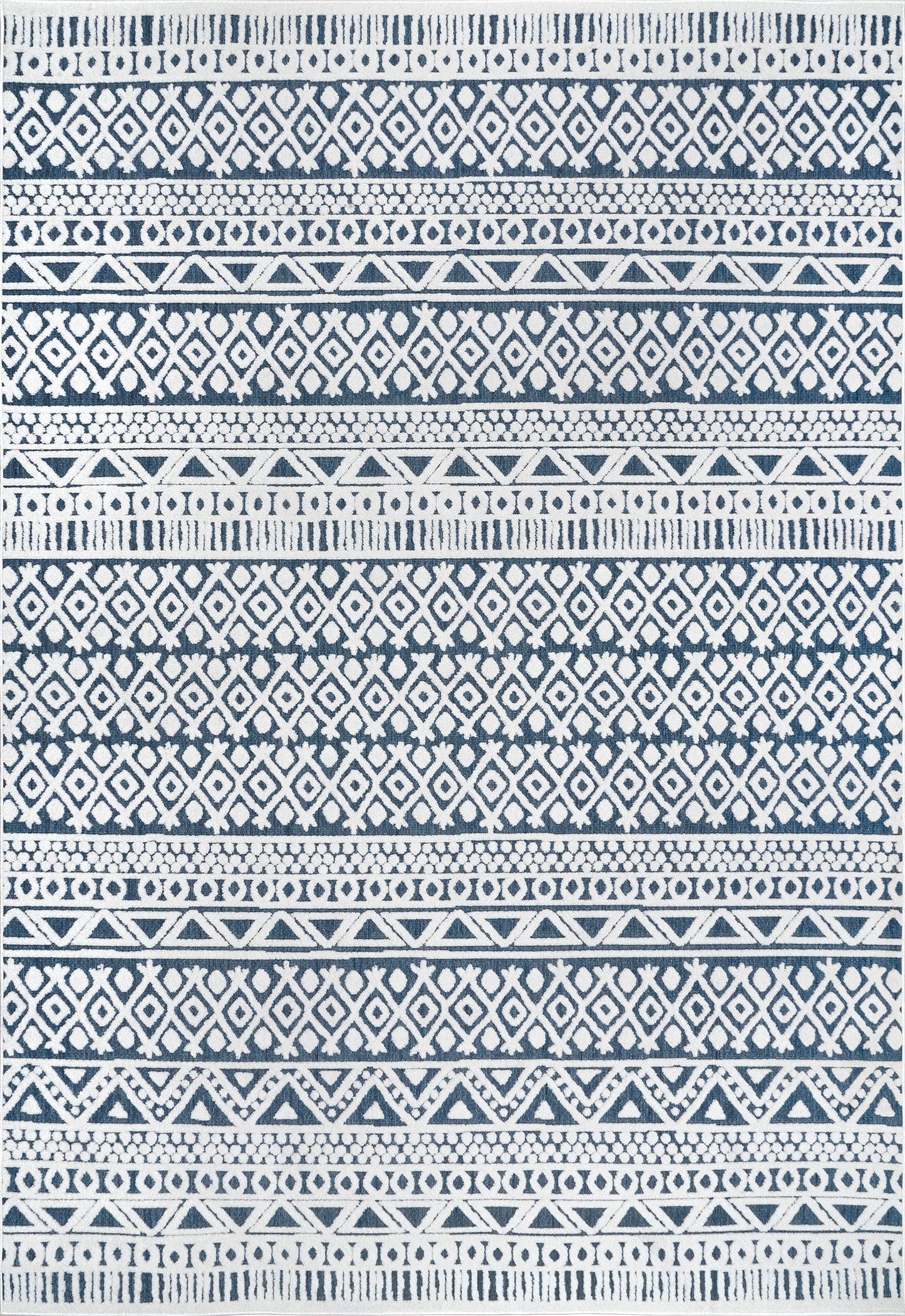 Avery Banded Textured Indoor/Outdoor Rug | Blue