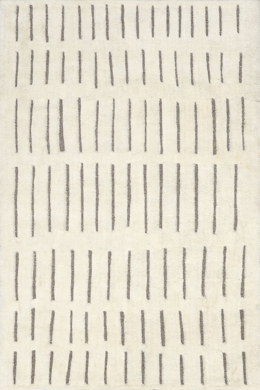 Meara Hand Tufted Broken Lines New Zealand Wool Rug | Off White