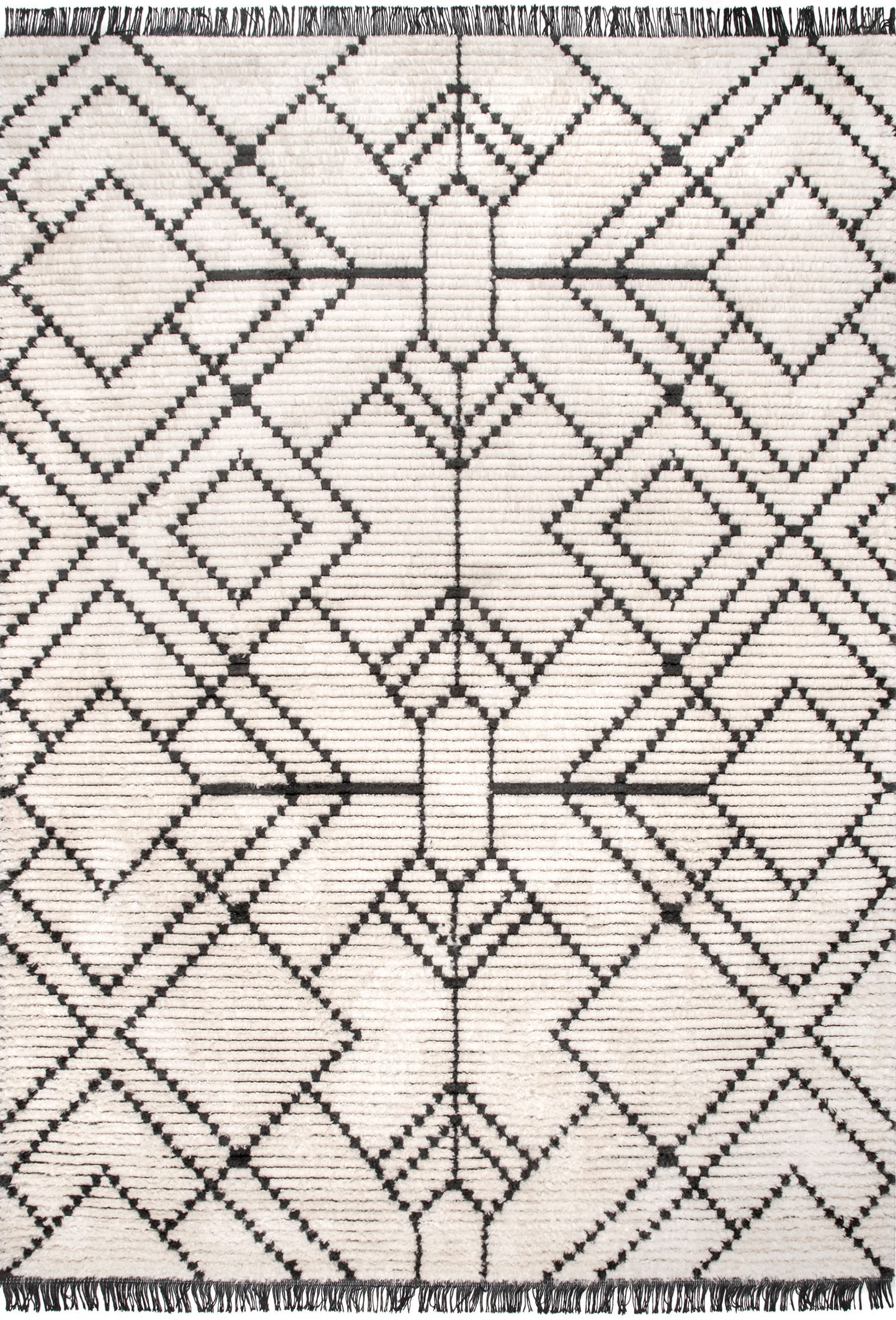 Modern Tracery Tasseled Rug | Beige